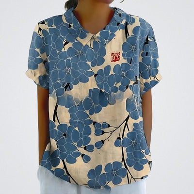 White with Blue Flowers